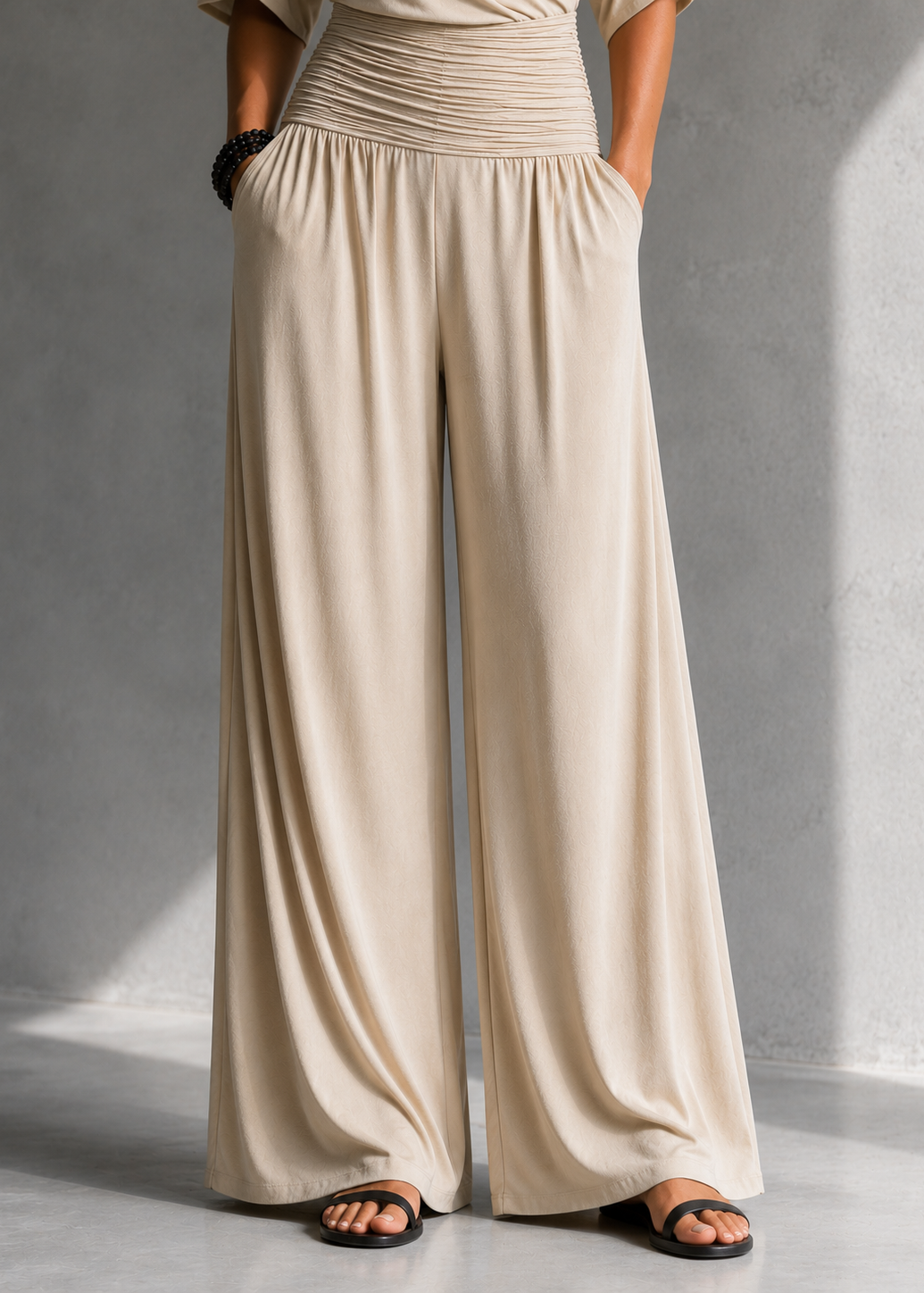 Alía | Conjunto Elegante con Efecto Cruzado y Pantalón Ancho