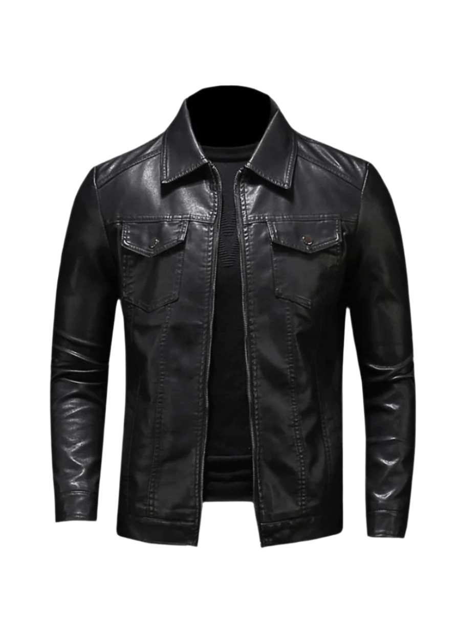 Chaqueta De Piel Vegana Entallada Estilo Urbano