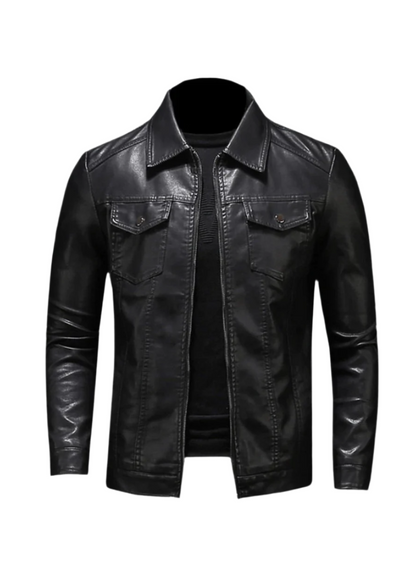 Chaqueta De Piel Vegana Entallada Estilo Urbano