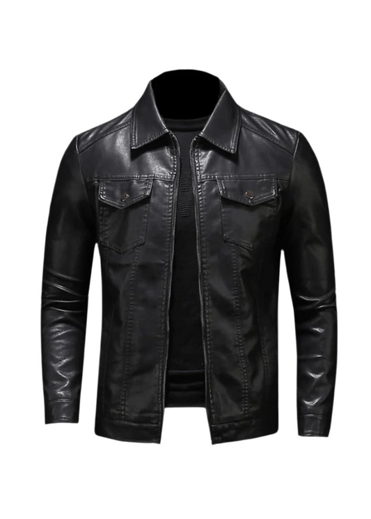 Chaqueta De Piel Vegana Entallada Estilo Urbano
