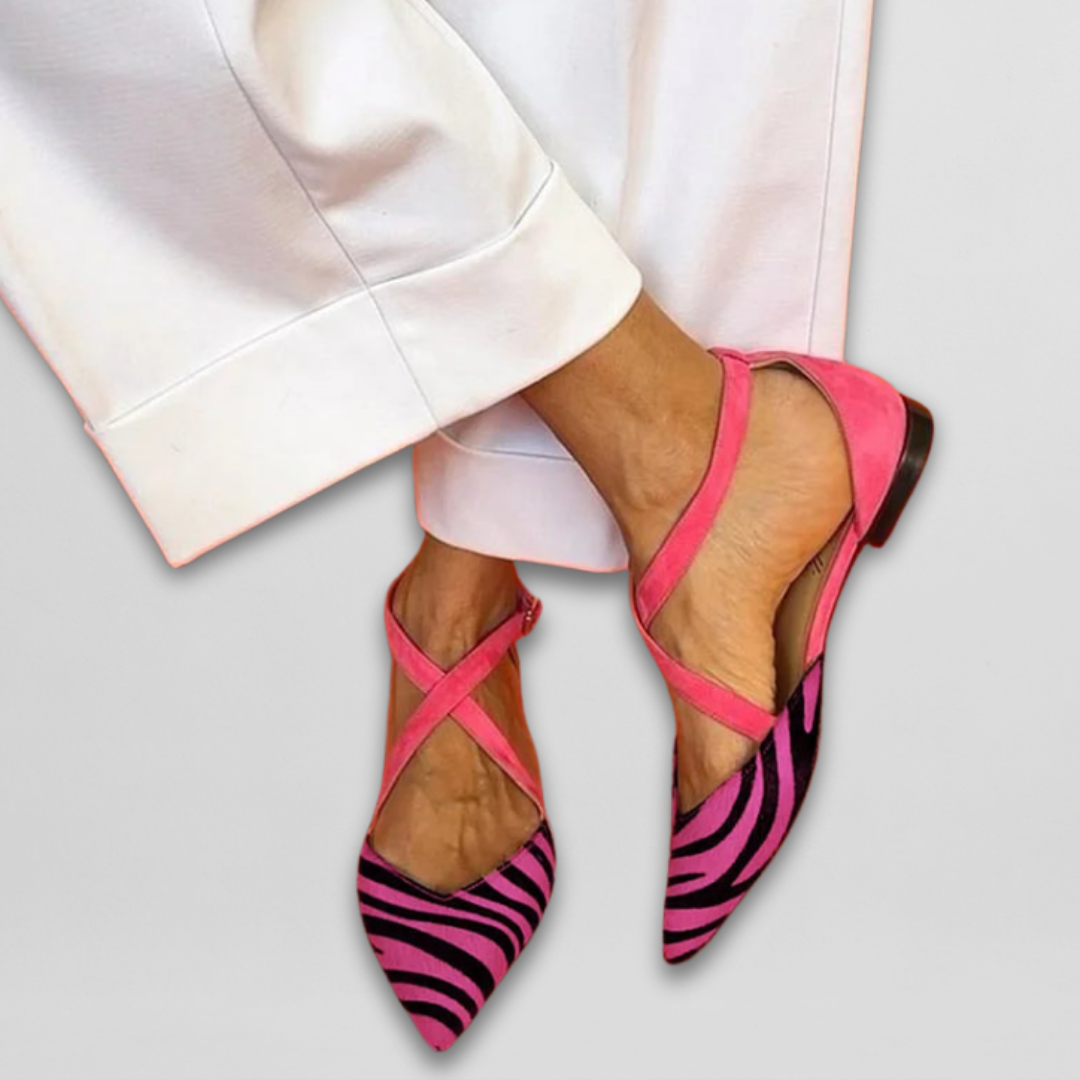 Bailarinas De Verano Con Tacón Bajo Y Estampado Cebra