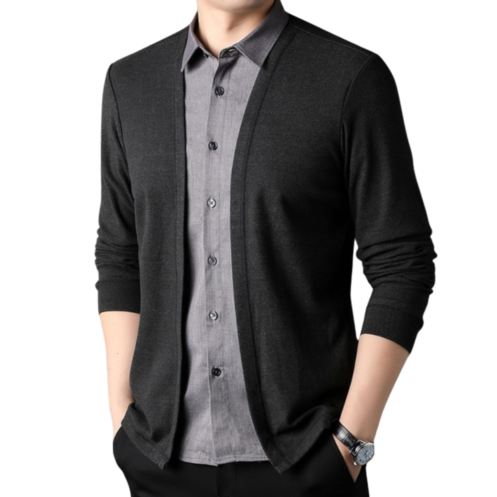 Camisa Cárdigan Hombre 2 en 1 de Tejido Premium