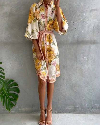 Vestido Chiara | Elegancia Natural y Estampado de Temporada