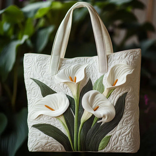 Bianca Bolso Acolchado Artesanal con Lirio Blanco