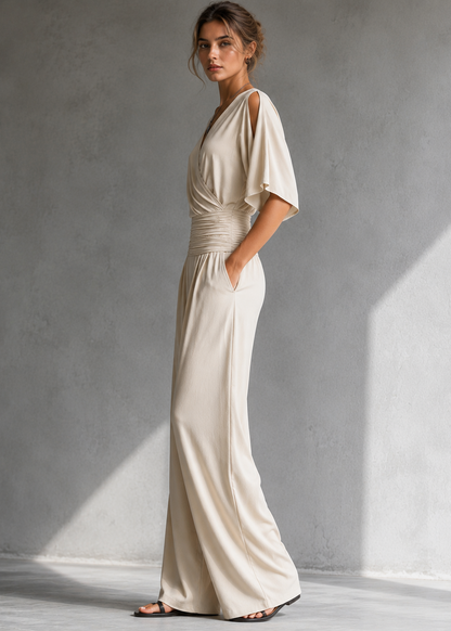 Alía | Conjunto Elegante con Efecto Cruzado y Pantalón Ancho