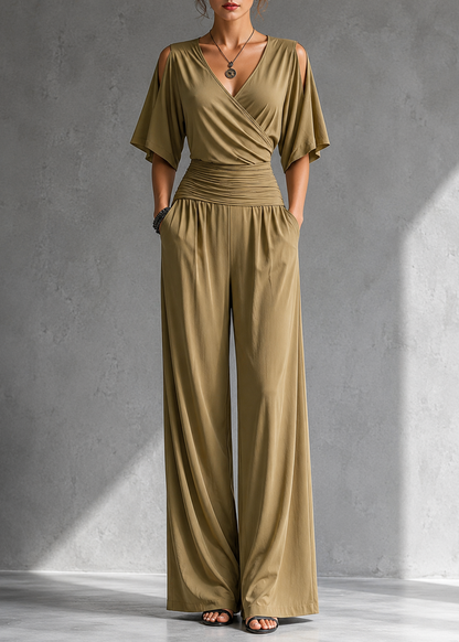 Alía | Conjunto Elegante con Efecto Cruzado y Pantalón Ancho