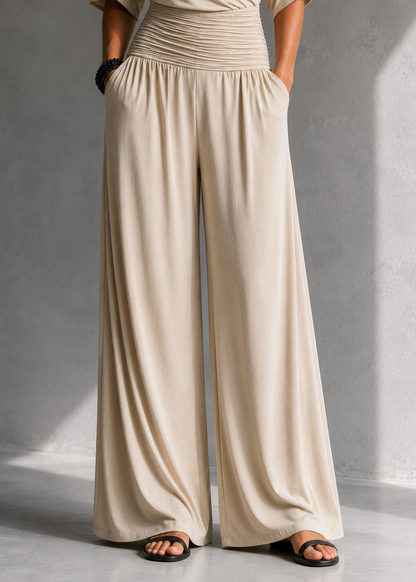 Alía | Conjunto Elegante con Efecto Cruzado y Pantalón Ancho