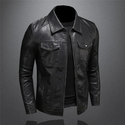 Chaqueta De Piel Vegana Entallada Estilo Urbano