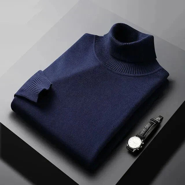 Jersey De Cuello Alto Hombre 100% Cachemira Elegante