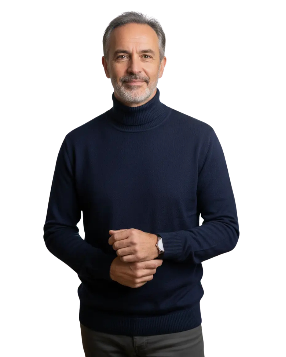 Jersey De Cuello Alto Hombre 100% Cachemira Elegante