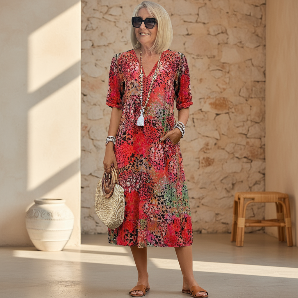Véronique – Elegante vestido midi de corte fluido