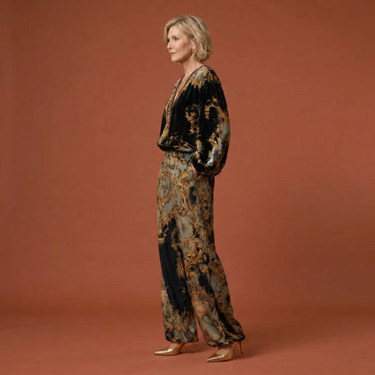 Lorena · CONJUNTO BARROCO TOP MANGA LARGA PANTALÓN ANCHO