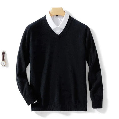 Jersey De Hombre De Cachemira Con Cuello En V Ajustado