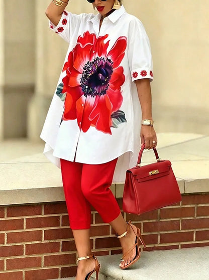 Bianca · Conjunto Doble Floral Mujer Top Oversize y Pantalón Cropped