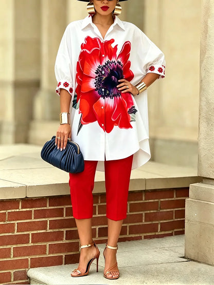 Bianca · Conjunto Doble Floral Mujer Top Oversize y Pantalón Cropped