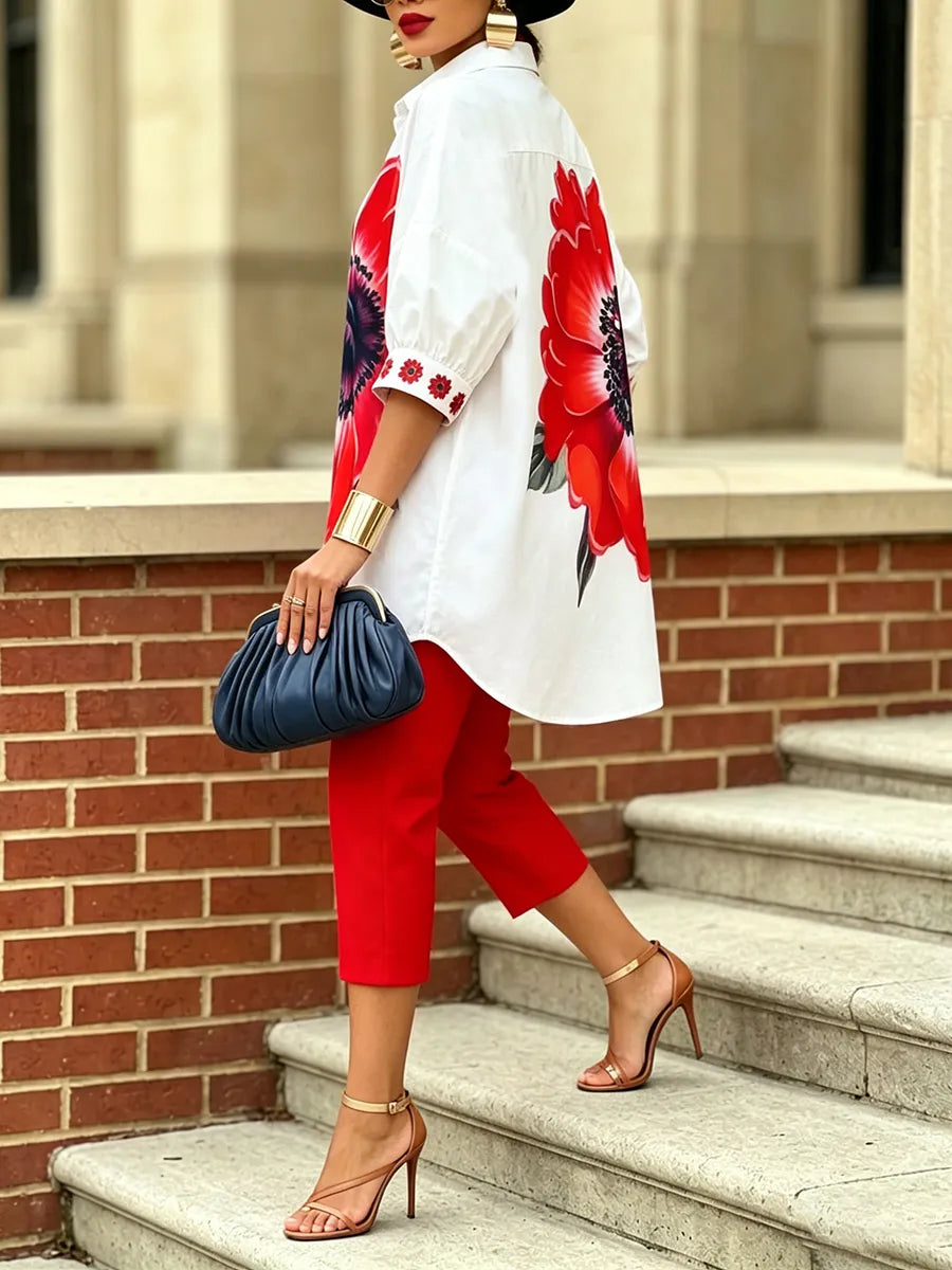 Bianca · Conjunto Doble Floral Mujer Top Oversize y Pantalón Cropped
