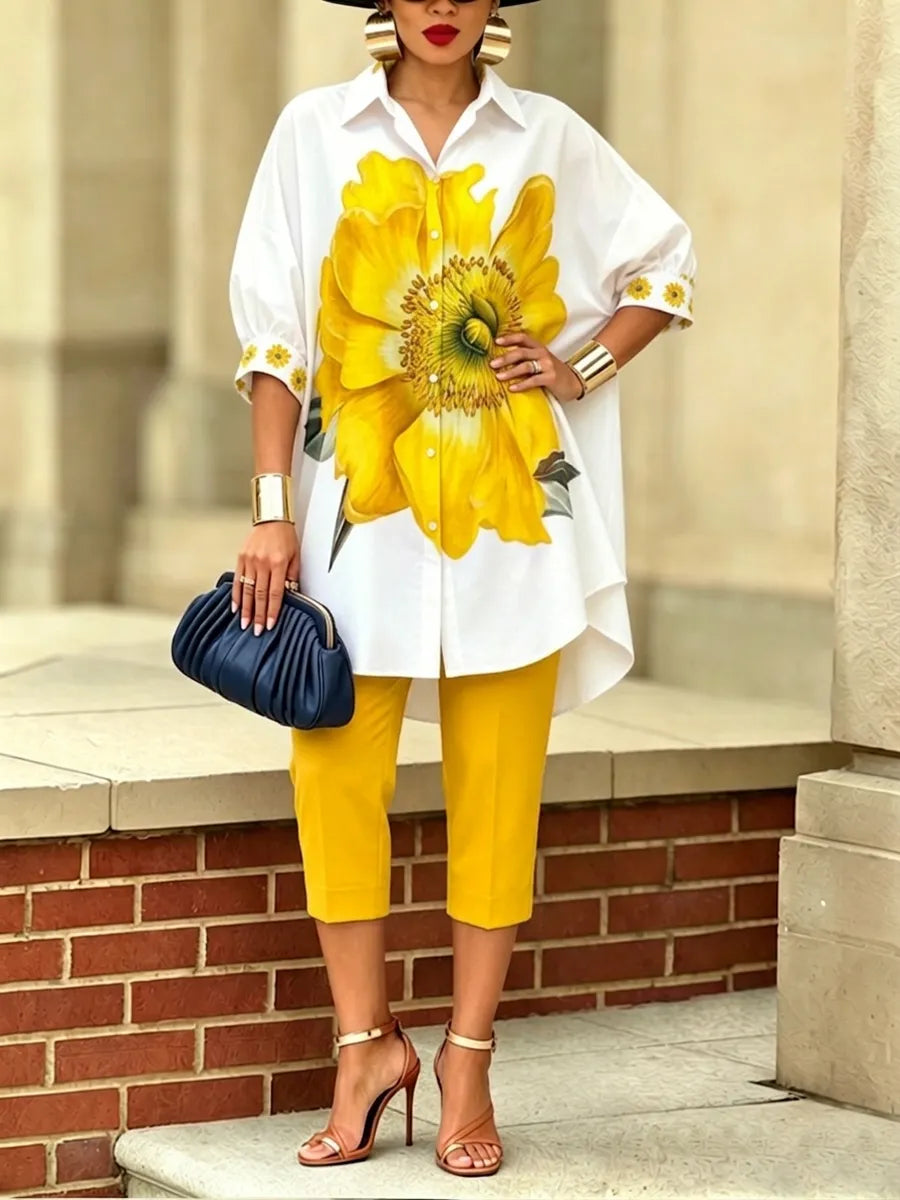 Bianca · Conjunto Doble Floral Mujer Top Oversize y Pantalón Cropped