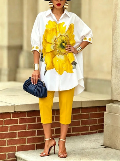 Bianca · Conjunto Doble Floral Mujer Top Oversize y Pantalón Cropped