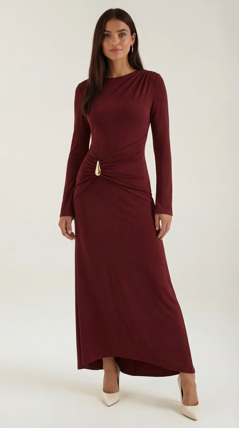 Renee | Vestido Largo Atemporal de Manga Larga