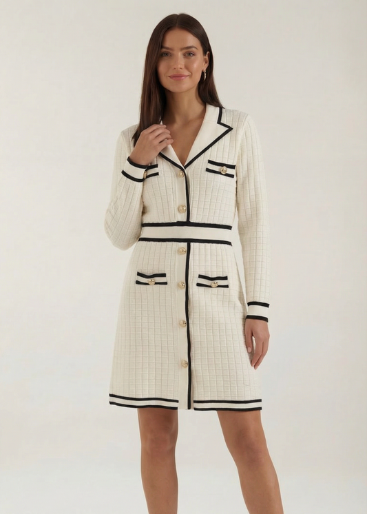Tracy | Mini Vestido con Ribetes en Contraste y Corte Moderno