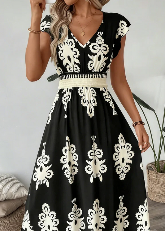 Candela - Vestido maxi barroco con escote en V